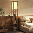 HOMCOM 4 Layer Column Standing Lamp with USB Ports, Rustic Brown