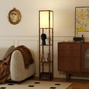 HOMCOM 4 Layer Column Standing Lamp with USB Ports, Rustic Brown