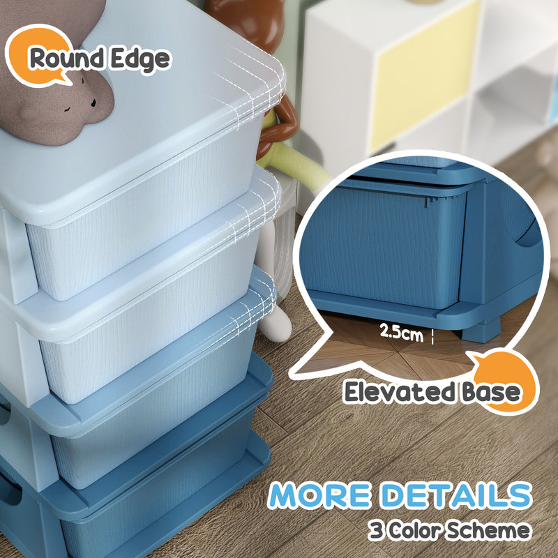 HOMCOM Kids Storage Units with Drawers 4 Tier Chest Dresser Tower