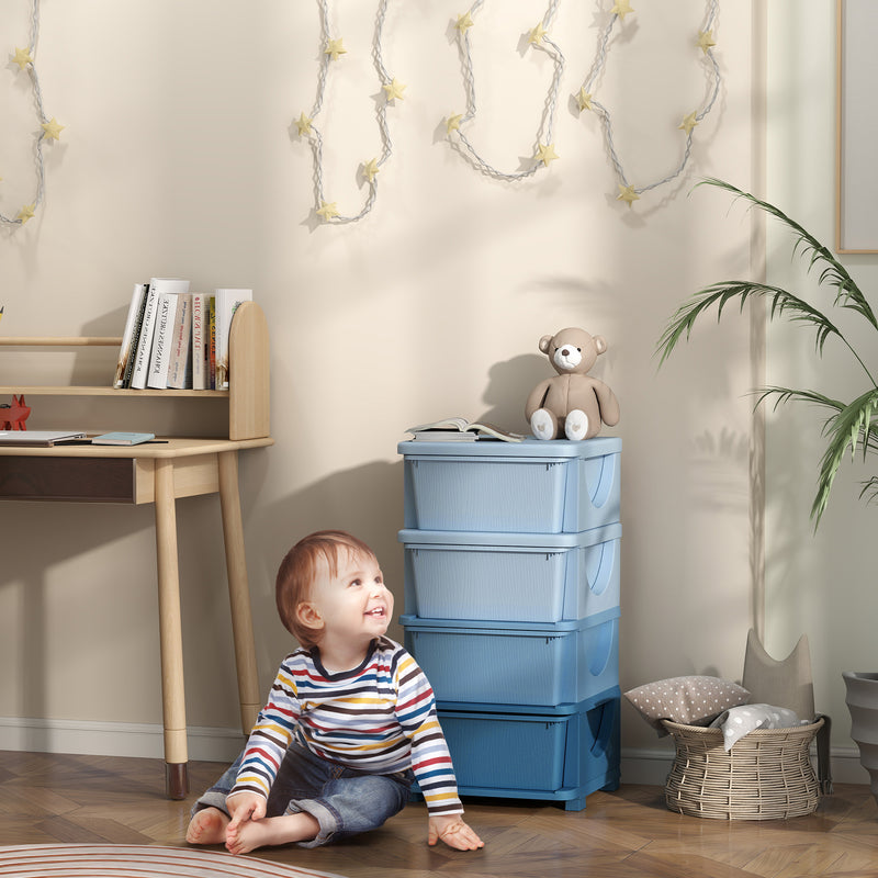 HOMCOM Kids Storage Units with Drawers 4 Tier Chest Dresser Tower