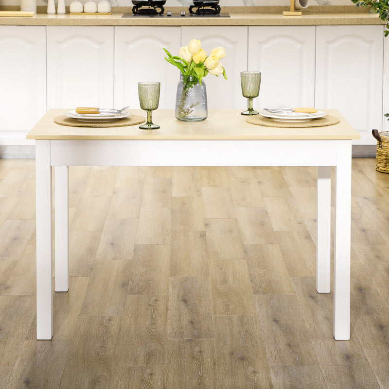 HOMCOM Dining Table For 4 To 6 Kitchen Table With Thick Legs Oak Wood Grain