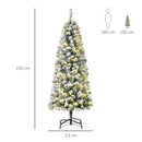 Christmas Time 5FT Prelit Snow Flocked Christmas Tree w/ Light, Indoor Home Xmas Decoration