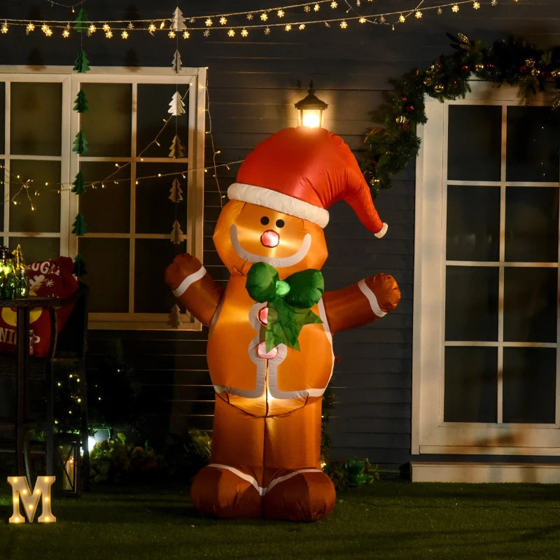 HOMCOM Christmas Inflatable Gingerbread Man with Lights 6ft
