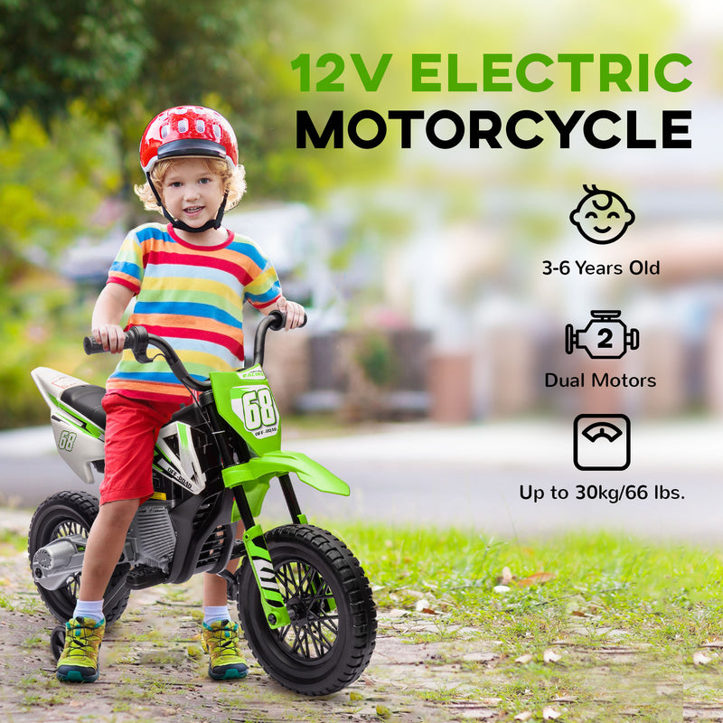AIYAPLAY 12V Kids Orange Electric Motorbike W/ Twist Grip Throttle, Music