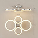 HOMCOM Modern 4-Ring Flush Mount Ceiling Light, LED Ceiling Light, Silver