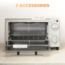 HOMCOM Mini Oven 9L Countertop Electric Grill W/ Temp Timer Control 750W Cream