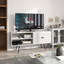 HOMCOM White TV Unit For 65 Inch TVs With 2 Open Shelves, Door And 2 Cable Holes