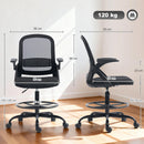 HOMCOM Mesh Painting Chair, Rolling Desk Chair With Flip-up Armrests, Black