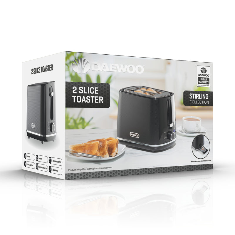 Daewoo Sterling 2 Slice Toaster - Black