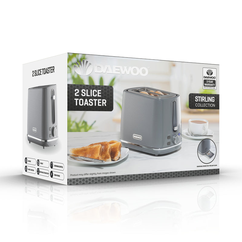 Daewoo Sterling 2 Slice Toaster - Grey