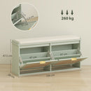 HOMCOM Boho Shoe Bench with Padded Seat and 2 Flip-Drawers