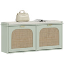 HOMCOM Boho Shoe Bench with Padded Seat and 2 Flip-Drawers