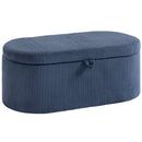 HOMCOM Storage Ottoman, Corduroy Ottoman Storage Box With Padded Seat, Blue