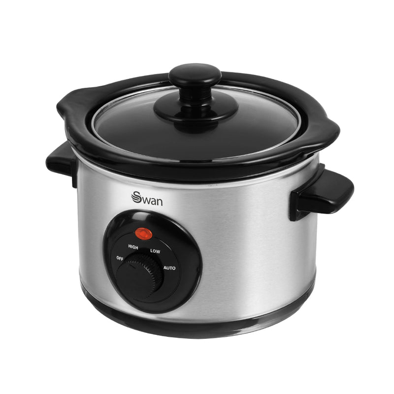 Swan Slow Cooker 1.5L  - Stainless Steel