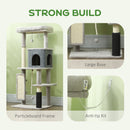 PawHut 132cm Cat Tree for Indoor Cats w/ Scratching Posts, Light Grey