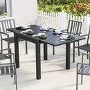 Outsunny Aluminium Extending Garden Table With Faux Wood Slatted Top, Black