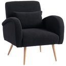 HOMCOM Teddy Fleece Upholstered Accent Chair with Metal Legs, Black