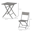 Outsunny 3 PCS PE Rattan Wicker Garden Furniture Patio Bistro Set Folding for 2 Outdoor Table and Chair Set (Grey)