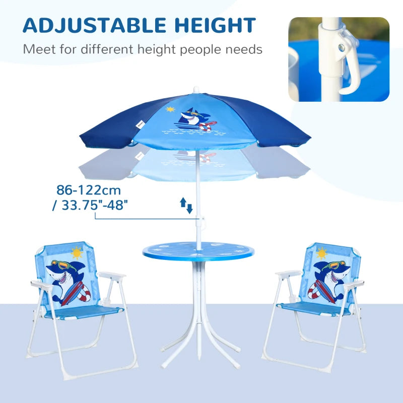 Outsunny Kids  Table Chair &  Umbrella  set Ages 3-6 Years - Blue