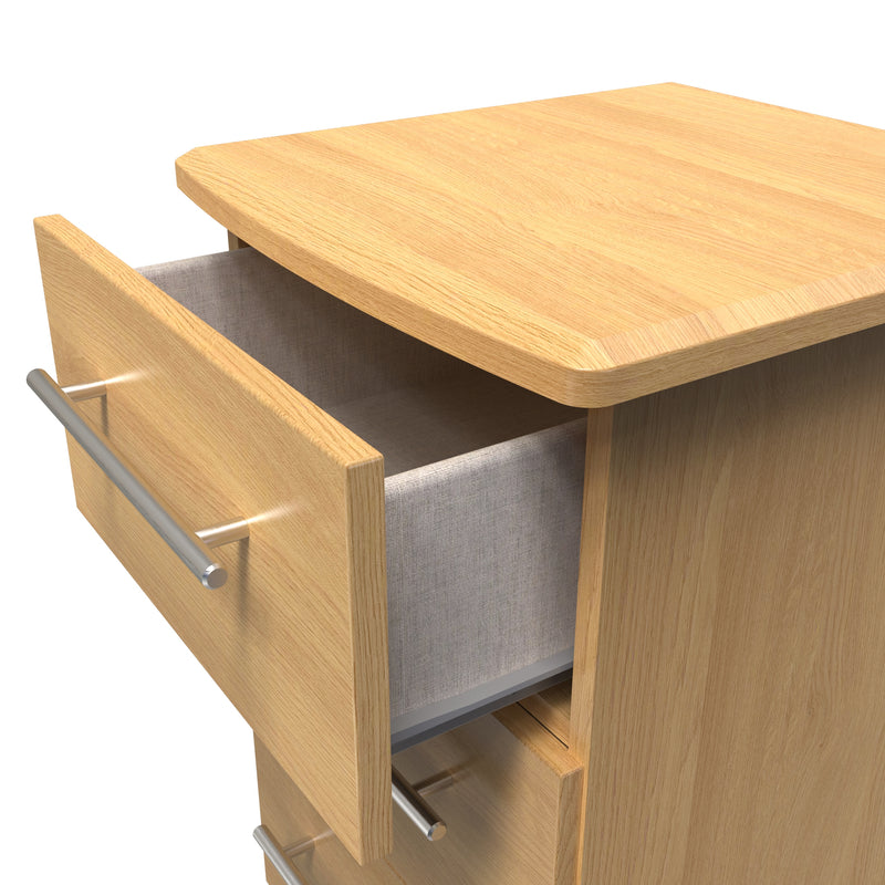Sofia Ready Assembled 3 Drawer Bedside Cabinet in Modern Oak
