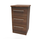 Sofia Ready Assembled 3 Drawer Bedside Cabinet in Noche Walnut