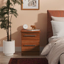 Sofia Ready Assembled 2 Drawer Bedside Cabinet in Noche Walnut
