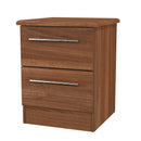 Sofia Ready Assembled 2 Drawer Bedside Cabinet in Noche Walnut