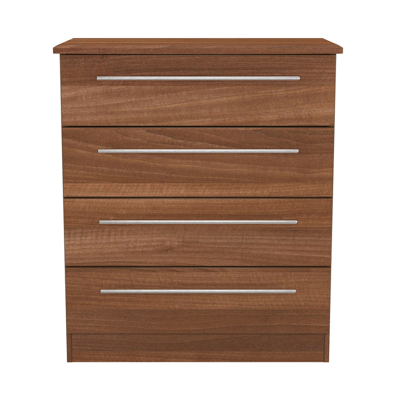 Sofia Ready Assembled 4 Drawer Chest in Noche Walnut