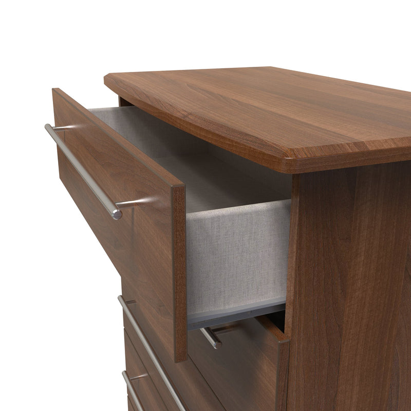 Sofia Ready Assembled 5 Drawer Chest in Noche Walnut