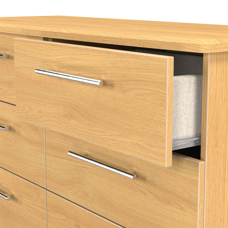 Sofia Ready Assembled 6 Drawer Wide Chest in Modern Oak