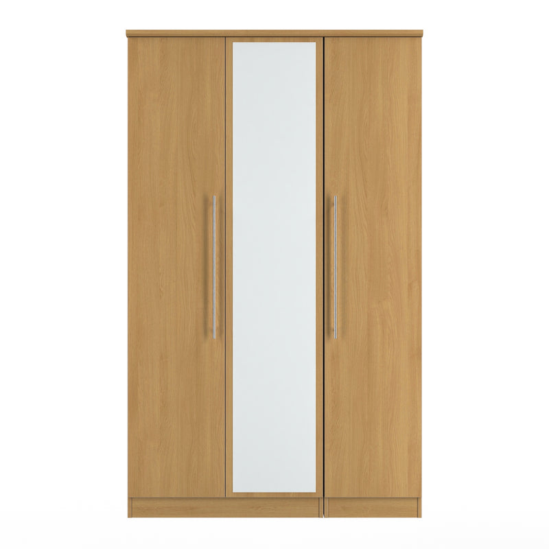 Sofia Ready Assembled Triple Mirror Wardrobe in Modern Oak