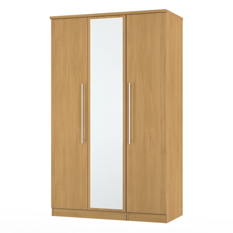 Sofia Ready Assembled Triple Mirror Wardrobe in Modern Oak