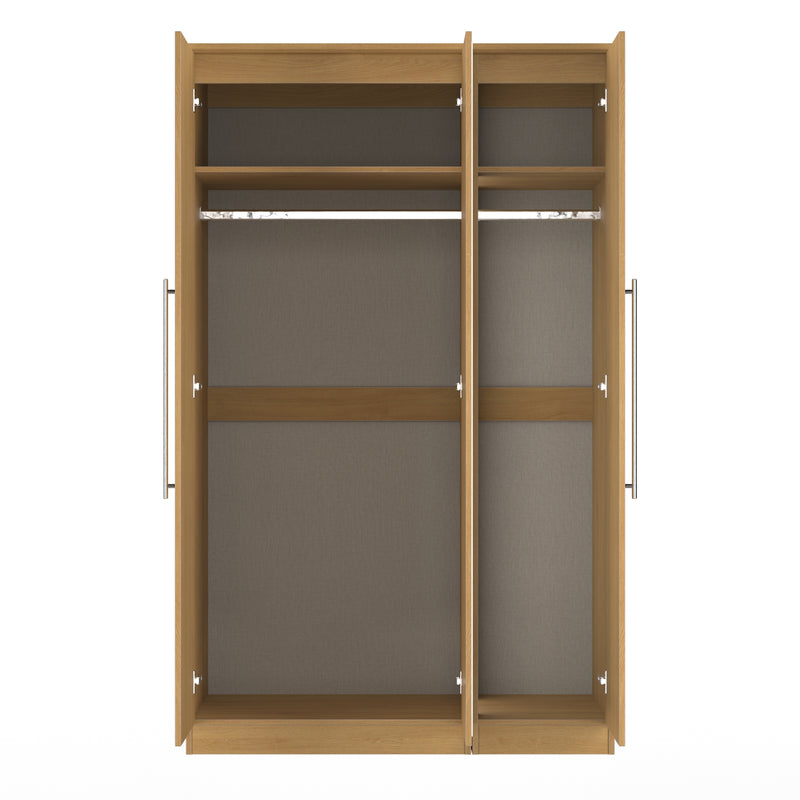 Sofia Ready Assembled Triple Mirror Wardrobe in Modern Oak