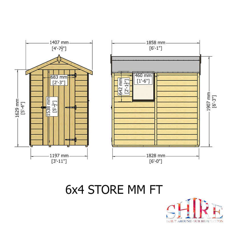 Shetland 6 X 4 Apex Shed