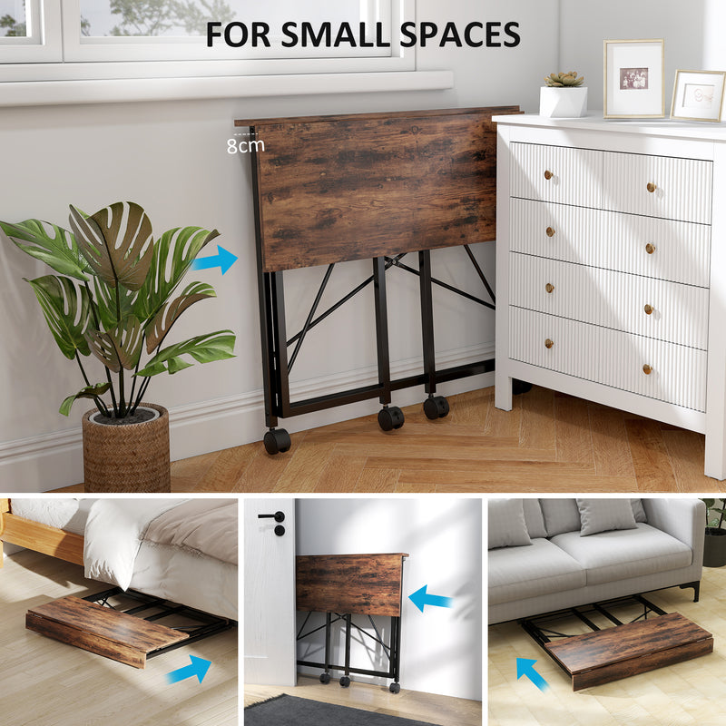 HOMCOM Folding Desk on Wheels, Writing Table for Home Office