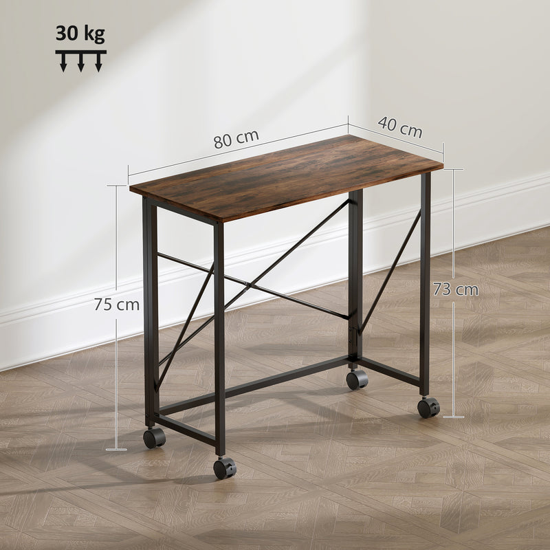 HOMCOM Folding Desk on Wheels, Writing Table for Home Office