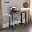 HOMCOM Folding Desk on Wheels, Writing Table for Home Office
