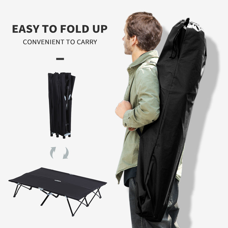 Outsunny Double Camping Folding Cot Outdoor Portable Sunbed, Grey