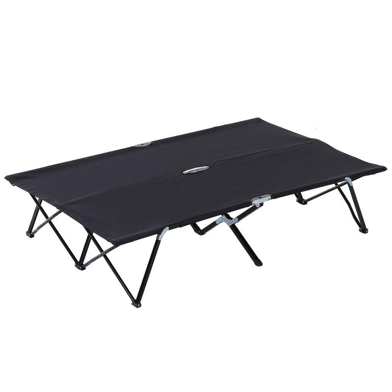 Outsunny Double Camping Folding Cot Outdoor Portable Sunbed, Grey