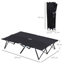 Outsunny Double Camping Folding Cot Outdoor Portable Sunbed, Grey