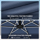 Outsunny 3 M Garden Cantilever Parasol With Solar Light, Rotation, Navy Blue
