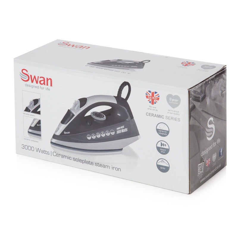 Swan Black PowerPress Iron 3kw  - Black