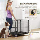 PawHut Heavy Duty Dog Crate, Large Dog Cage With Wheels And Tray