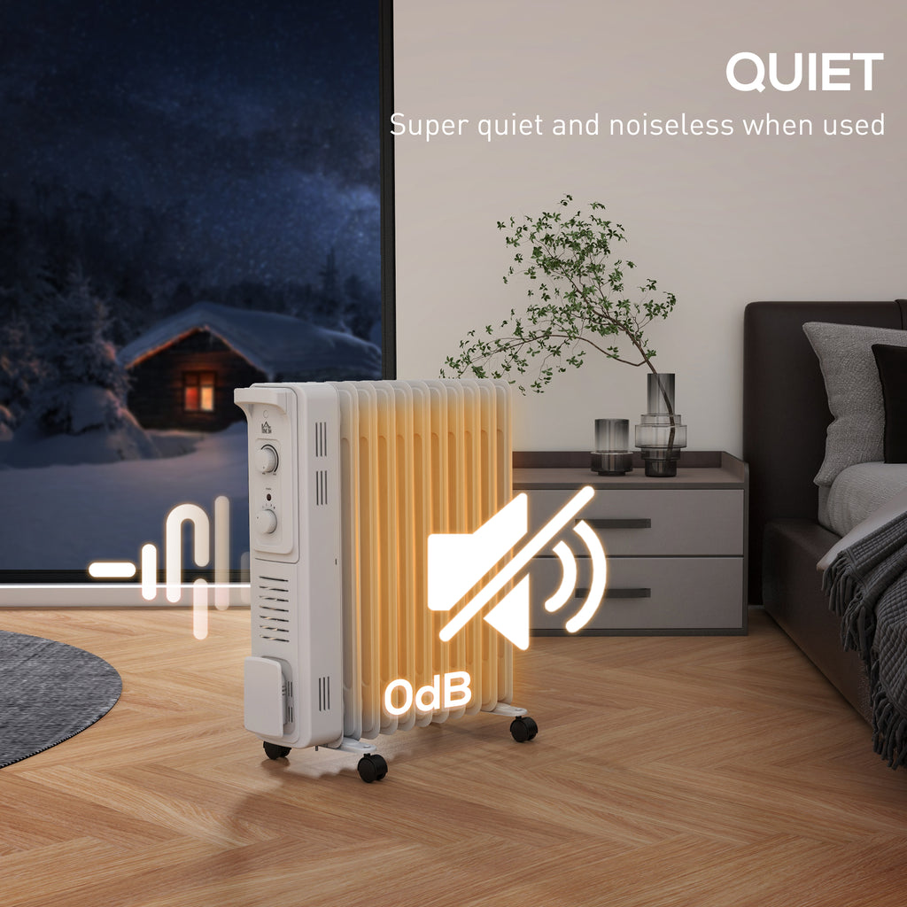 Portable Heat Radiator 11 Fin Portable Oil Filled Radiator, Electric Heater With Safety Cut O