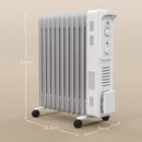 11 Fin Portable Oil Filled Radiator, Electric Heater With Safety Cut Off, White