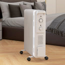11 Fin Portable Oil Filled Radiator, Electric Heater With Safety Cut Off, White