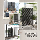 Outsunny 6.5FT Metal Outdoor Privacy Screen Panel w/ Stand, Grid Style
