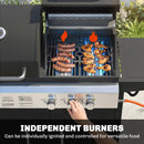 Outsunny 3 Burner Hybrid Dual Fuel BBQ Gas Grill With Side Burner, Black