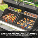 Outsunny 3 Burner Hybrid Dual Fuel BBQ Gas Grill With Side Burner, Black
