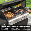 Outsunny 3 Burner Hybrid Dual Fuel BBQ Gas Grill With Side Burner, Black